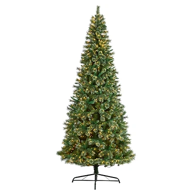10ft. Pre-Lit Wisconsin Snow Tip Pine Artificial Christmas Tree, Clear LED Lights