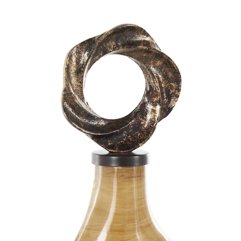 19" Light Brown, Gold & Bronze Glass Brushed Ombre Decorative Jars with Ring Top