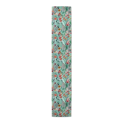 90'' Lush Floral Pattern Cotton Twill Table Runner