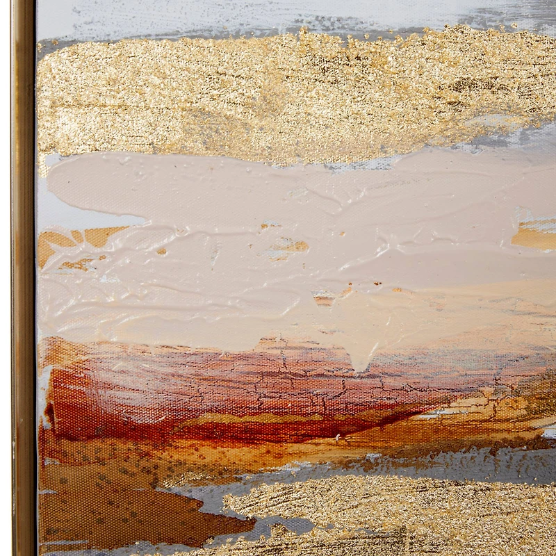 Gold Contemporary Abstract Canvas Wall Art, 20" x 59"
