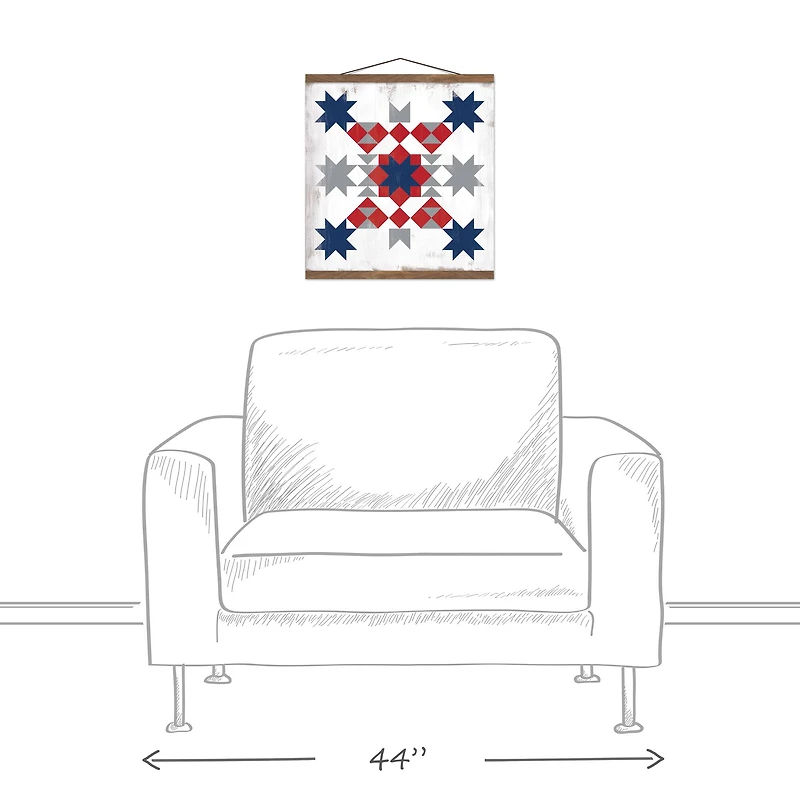 Americana Patchwork Teak Hanging Canvas