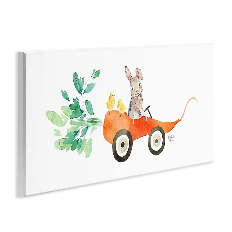 Stupell Industries Spring Rabbit Chicks Riding Seasonal Carrot Wagon Wall Plaque Art