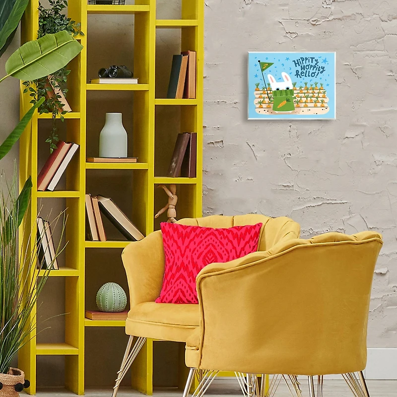 Stupell Industries Hippity Hoppity Hello Bunny Wall Plaque Art