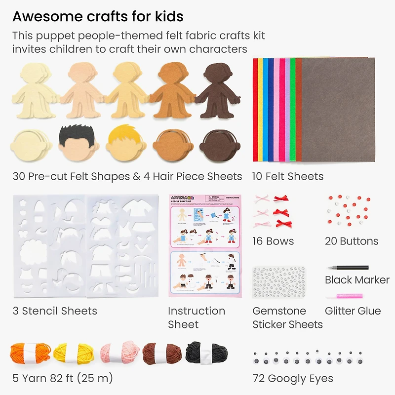 Arteza® Kids Felt Craft Kit, Puppet/People