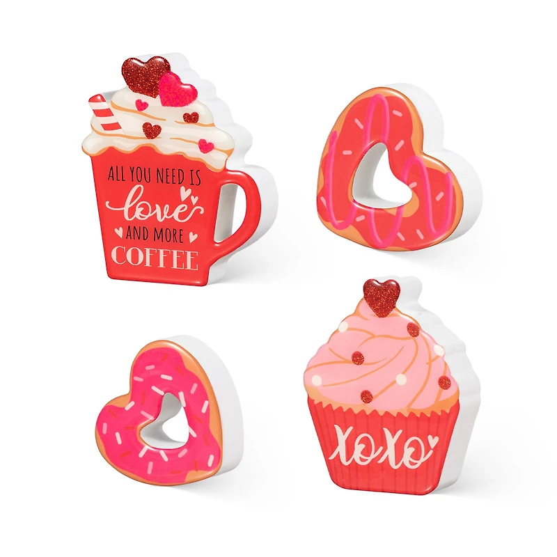 Glitzhome® Valentine's Wooden Cup Cakes & Heart Table Décor Set