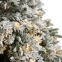 10ft. Pre-Lit Flocked Vermont Mixed Pine Artificial Christmas Tree, Clear LED Lights
