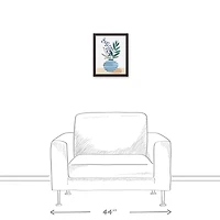 Blue Potted Plant Canvas Wall Art in Black Frame