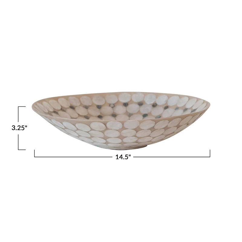 Hello Honey® 14.5" White & Natural Round Decorative Capiz Bowl