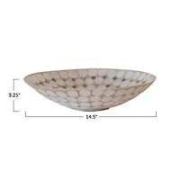 Hello Honey® 14.5" White & Natural Round Decorative Capiz Bowl