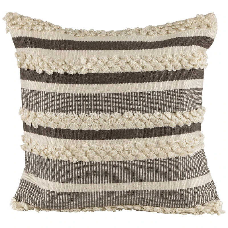 Gray & Cream Handloom Woven Outdoor Square Cushion