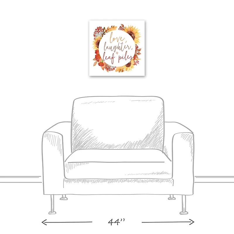 Love Laughter Leaf Piles Canvas Wall Art