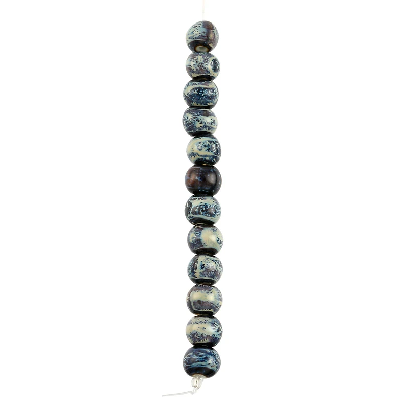 Blue Marbled Rondelle Ceramic Beads, 13.5mm by Bead Landing™