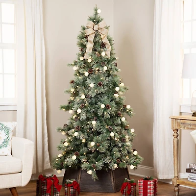 7.5ft. Pre-Lit Artificial Bottle Brush Christmas Tree, Warm White LED Lights