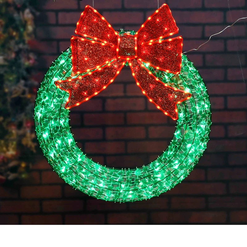 3ft. Random Twinkle LED Diamond Beads Wreath Sculpture