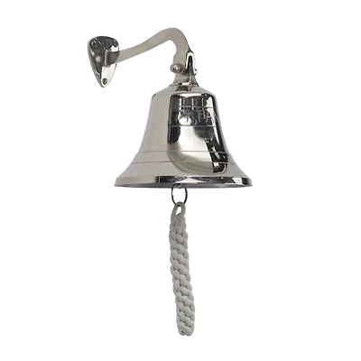 8" Silver Titanic Nautical Bell Wall Accent with Rope Pull
