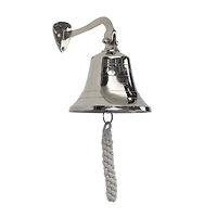 8" Silver Titanic Nautical Bell Wall Accent with Rope Pull