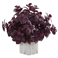 16in. Purple Basil Plant in Marble Finished Planter
