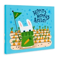 Stupell Industries Hippity Hoppity Hello Bunny Canvas Wall Art