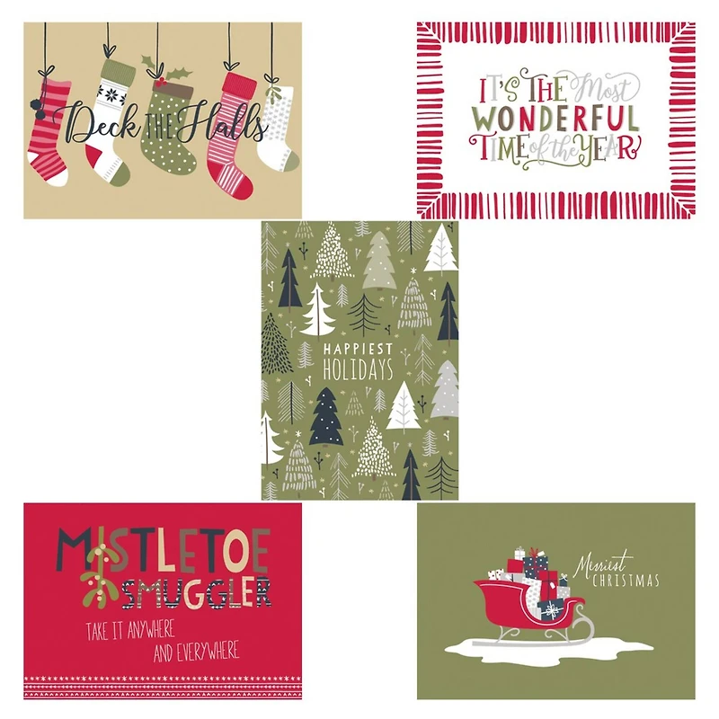JAM Paper Rustic Season's Greetings Assorted Christmas Cards Set, 24ct.