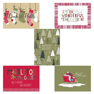 JAM Paper Rustic Season's Greetings Assorted Christmas Cards Set, 24ct.