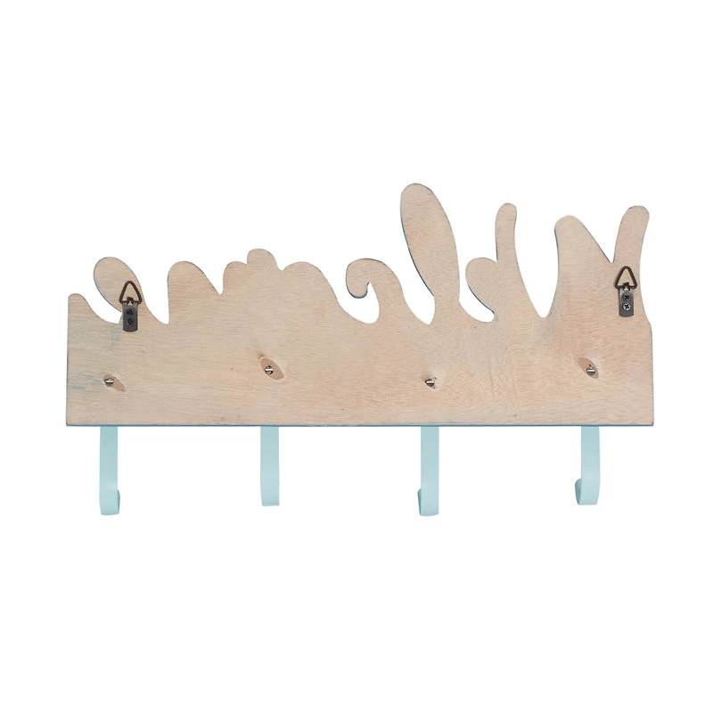 Blue Wood Coastal Wall Hook, 11" x 19" x 2"