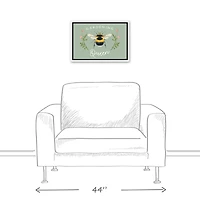 Garden Queen Bee White Floating Framed Canvas Wall Art