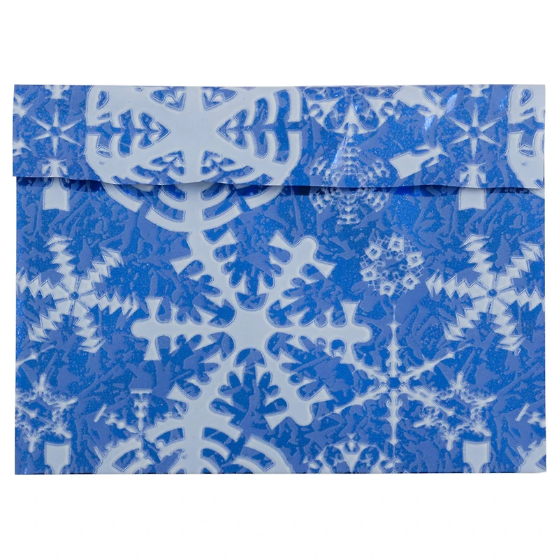 JAM Paper 5" x 6.125" Blue with White Snowflakes Premium Foil Envelopes