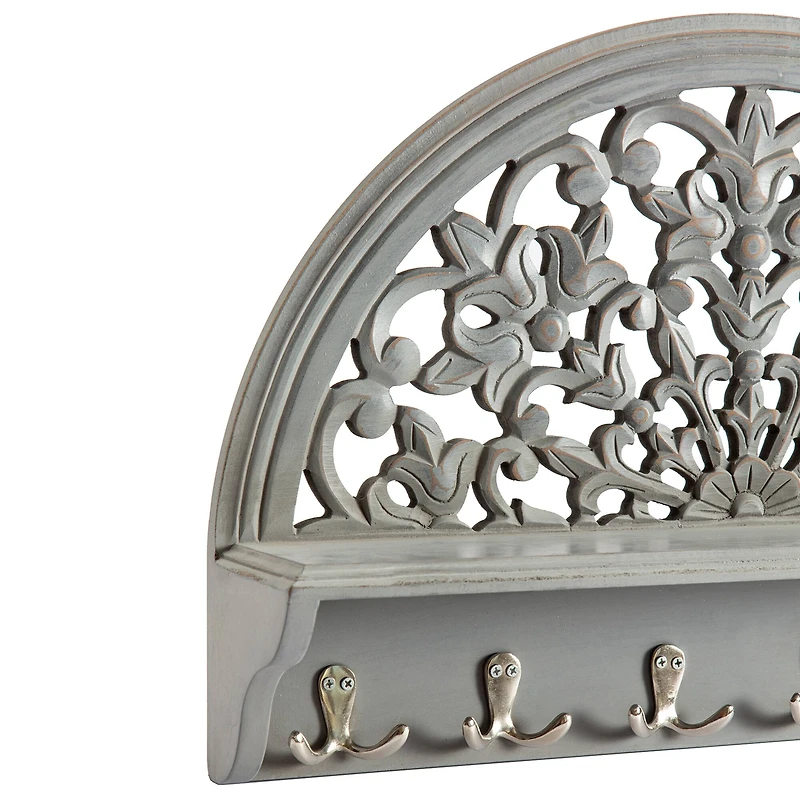 Habitat Round Decorative Gray Carved Wall Hanging