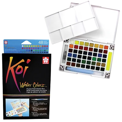 Koi® Water Colors™ 48 Colors Pocket Field Sketch Box