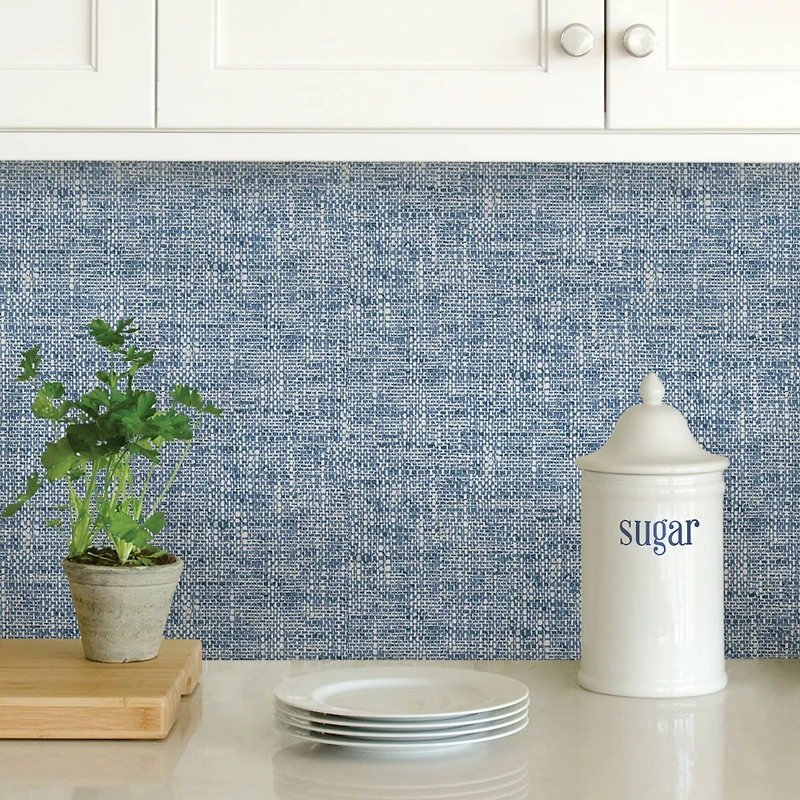NuWallpaper Navy Poplin Texture Peel & Stick Wallpaper