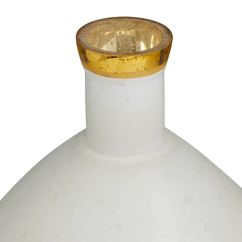 White Glass Glam Vase, 15" x 9" x 9"