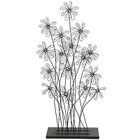 40" Black Metal Floral Sculpture with Crystal Embellishments