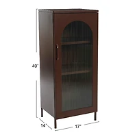Hello Honey® 40" Solstice Narrow Metal Accent Cabinet with Adjustable Storage Shelves and Arched Glass Door