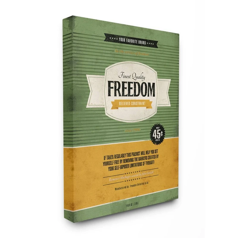 Stupell Industries Finest Quality Freedom Inspirational Canvas Wall Art