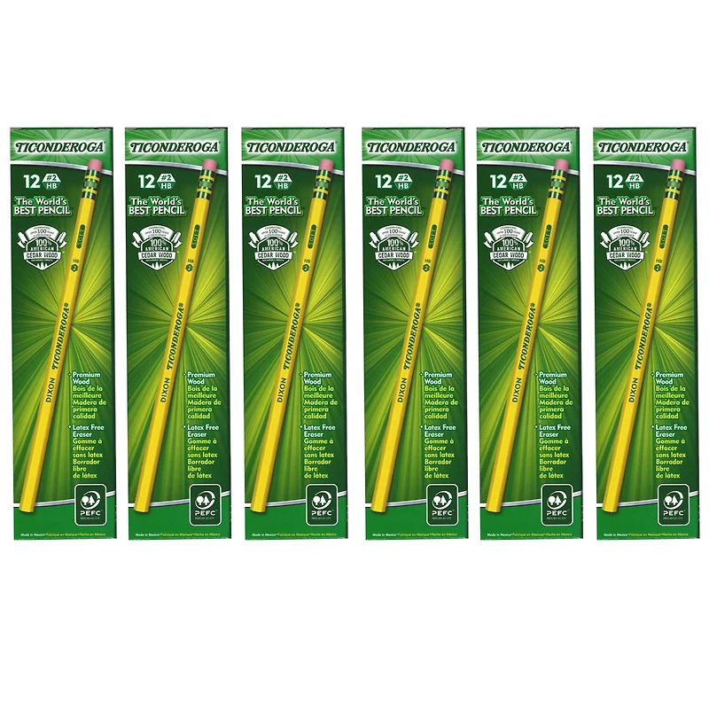 Ticonderoga® Pencils with Erasers, 6 Packs of 12