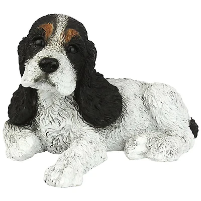 Design Toscano 10" Black & White Cocker Spaniel Puppy Dog Statue