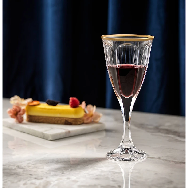 JoyJolt® 8oz. Gold Rimmed Windsor Crystal Red Wine Glasses, 2ct.