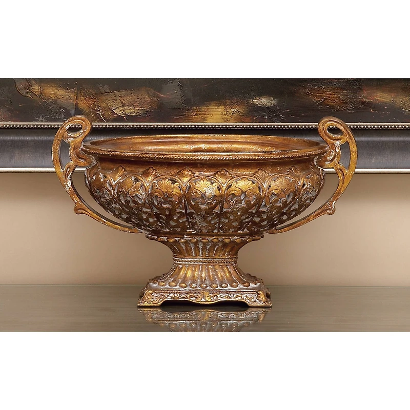 19" Gold Traditional Decorative Bowl Accent with Stand