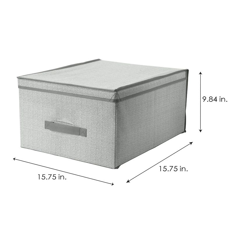 Simplify 16" Herringbone Gray Storage Box
