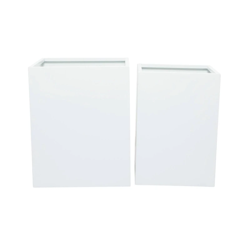 White Modern Planter, Set of 2" 17", 14"