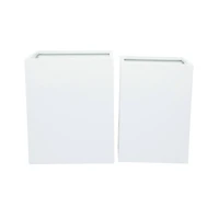 White Modern Planter, Set of 2" 17", 14"