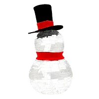 12" Disco Ball Snowman with Red Scarf