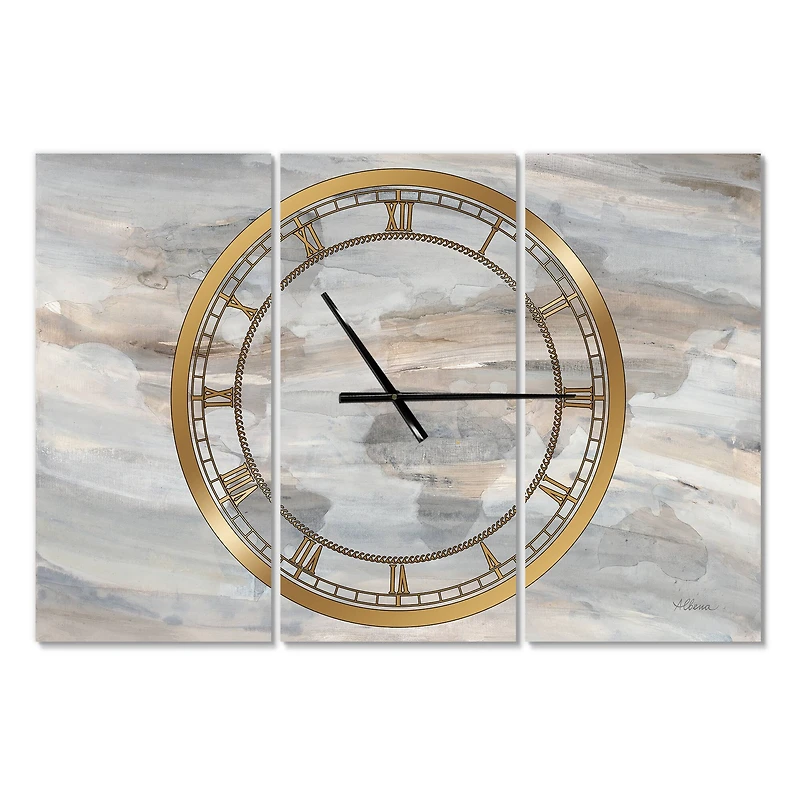 Designart Misty World Map Traditional 3 Panel Wall Clock