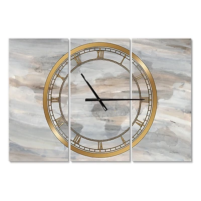 Designart Misty World Map Traditional 3 Panel Wall Clock