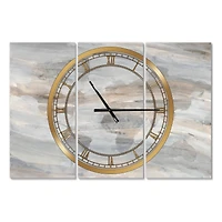 Designart Misty World Map Traditional 3 Panel Wall Clock