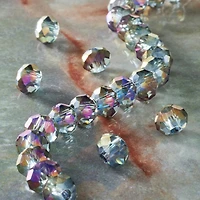 12 Pack: Gray Large Hole Faceted Glass Rondelle Beads by Bead Landing™