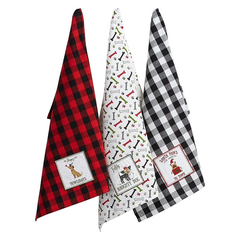 DII® Christmas Puppy Embellished Dishtowel Set