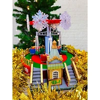 Animated Christmas Carousel Village Decoration