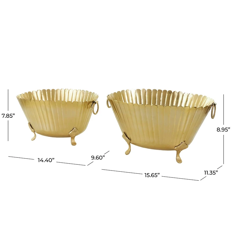 Gold Metal Planter Set