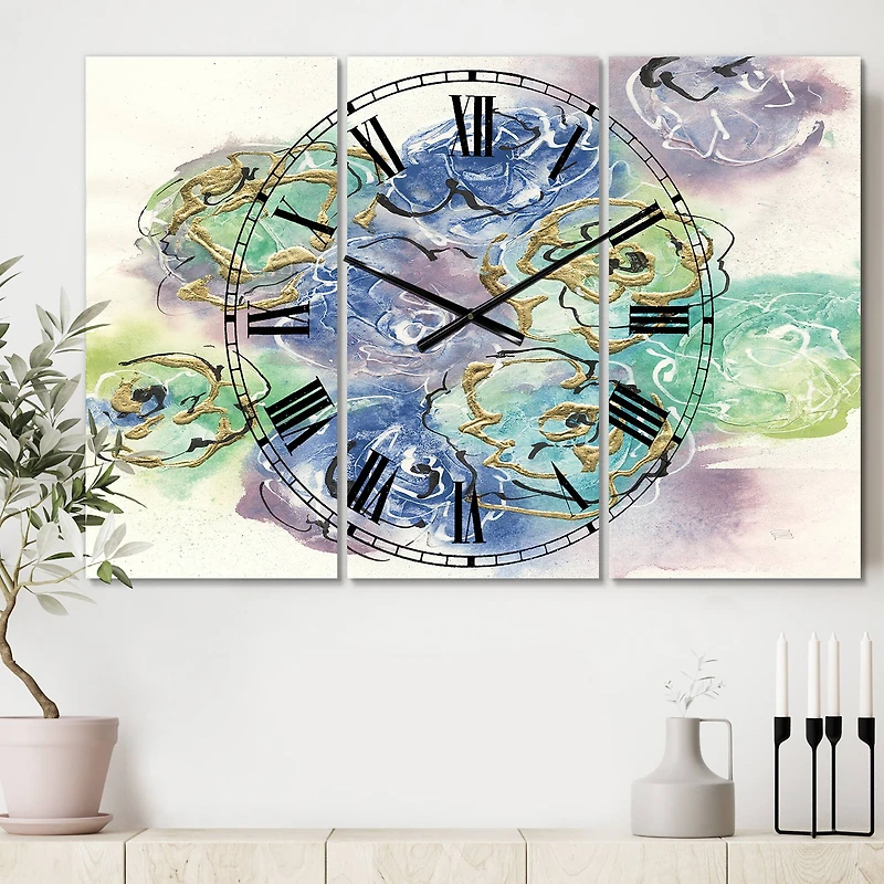 Designart 'Pastel Foral Composition Ii Lodge Multipanel Wall Clock